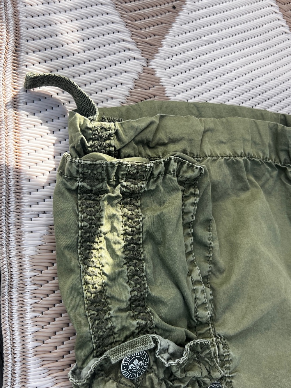 Affliction Olive Green Cargo Shorts Mens Size 32 Military Utility Y2K - Picture 5 of 13